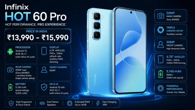 Infinix Hot 60 Pro Price in India, Specifications, Colors, EMI & Offers (Aug 2026)