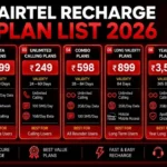 Airtel Recharge Plan List 2026 - Unlimited Data, Call Offers, WiFi Plans & Prices
