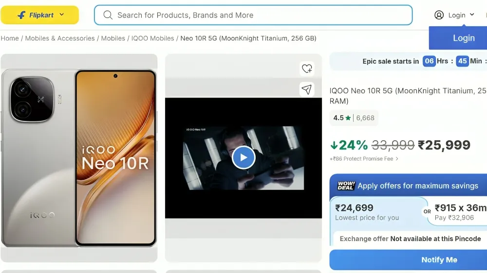 iqoo neo 10r price in india flipkart