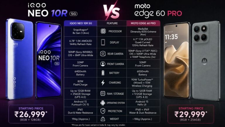 iqoo neo 10r vs moto edge 60 pro