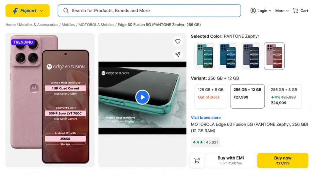 motorola edge 60 fusion price in india flipkart