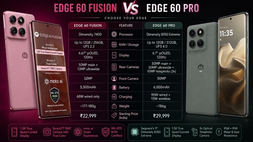 motorola edge 60 fusion vs motorola edge 60 pro