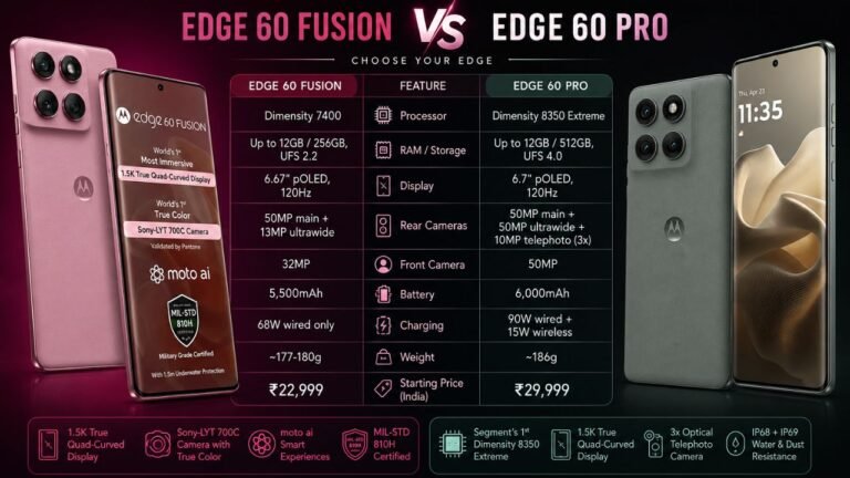 motorola edge 60 fusion vs motorola edge 60 pro