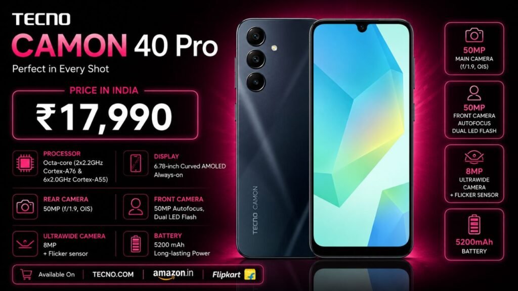 Tecno Camon 40 Pro Price in India: Starts at ₹17,990