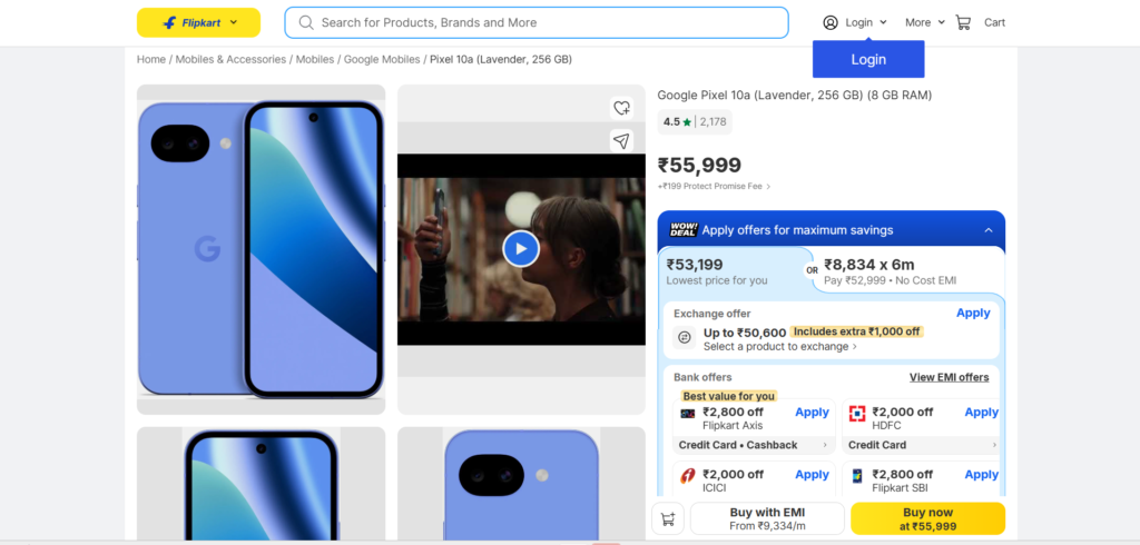 Google Pixel 10a Price in India Flipkart