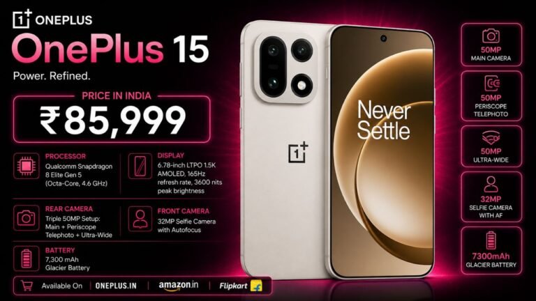 OnePlus 15 Price in India: Starts at ₹85,999 in 2026
