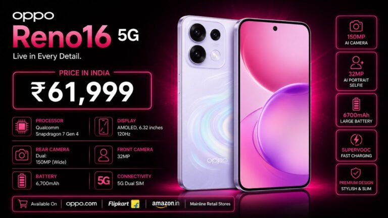 OPPO Reno16 5G Price in India: Starts at Rs. 61,999