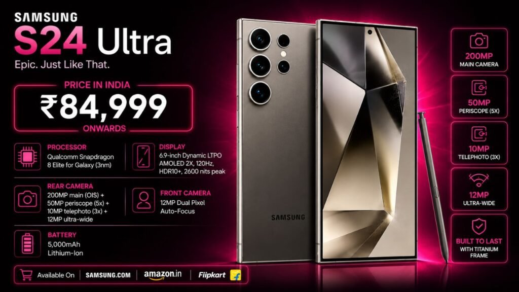 Samsung S25 Ultra Price in India Today: Starts at ₹84,999