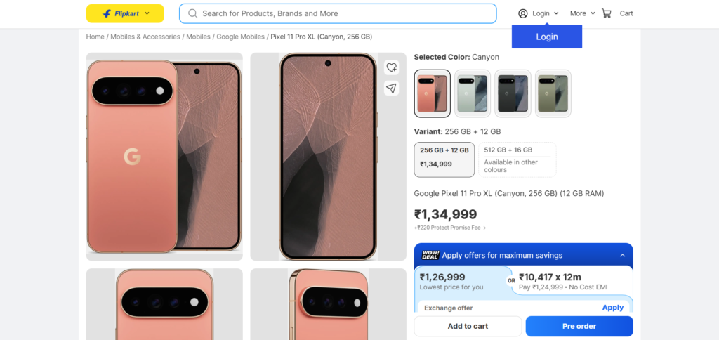 Google Pixel 11 Pro XL Price On Flipkart