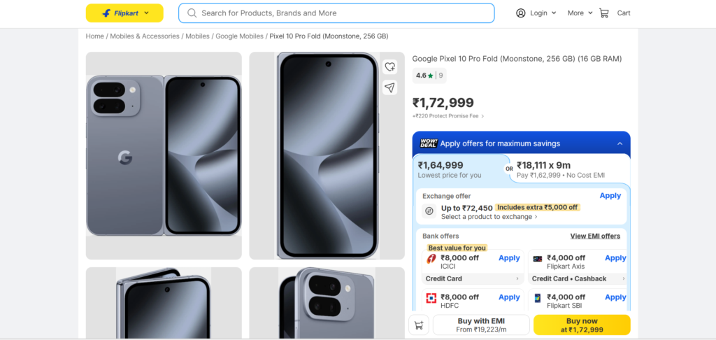 Google Pixel 10 Pro Fold Price In India Flipkart: Complete Deal Breakdown