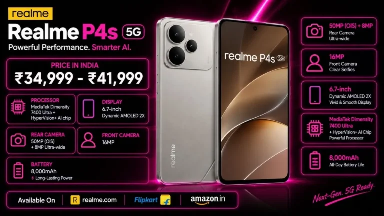 Realme P4s 5G Price in India, Specifications, Colours & EMI (2026)