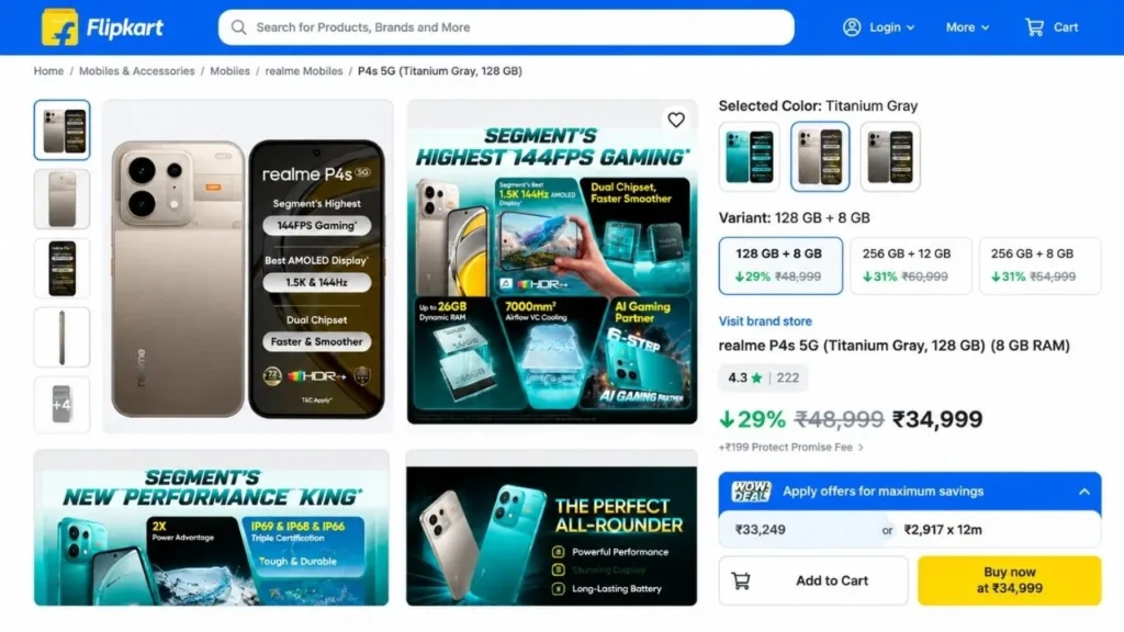 Realme P4s 5G Price in India on Flipkart, Amazon, Cashify