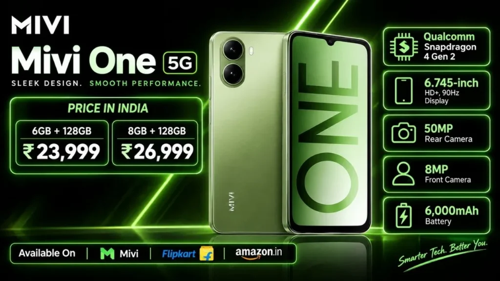 Mivi One 5G Price in India, Specifications, Launch Date, Colours, Bank Offers & EMI (2026)