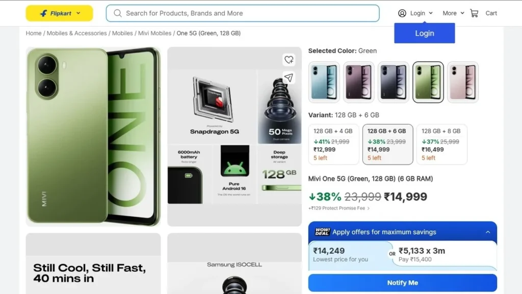 Mivi One 5G Price on Flipkart, Amazon & Other Platforms