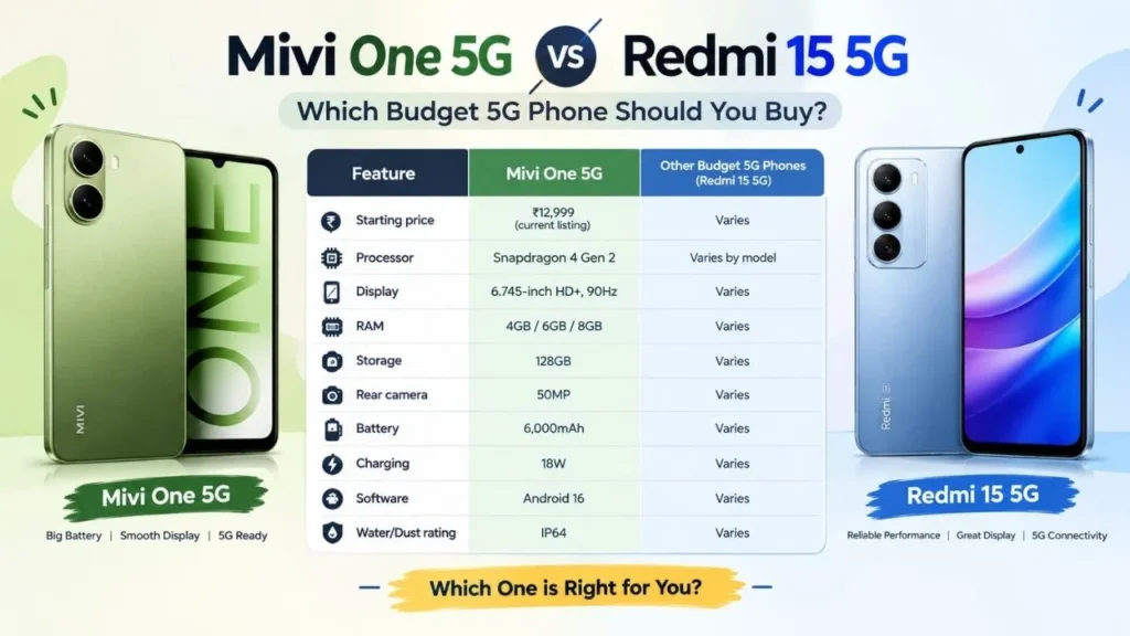 Mivi One 5G vs Redmi 15 5G: Which Budget 5G Phone Should You Buy?