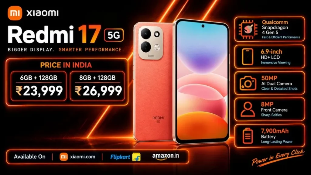 Xiaomi Redmi 17 5G Price in India, Specifications, Launch Date, Colours, Bank Offers & EMI (2026)