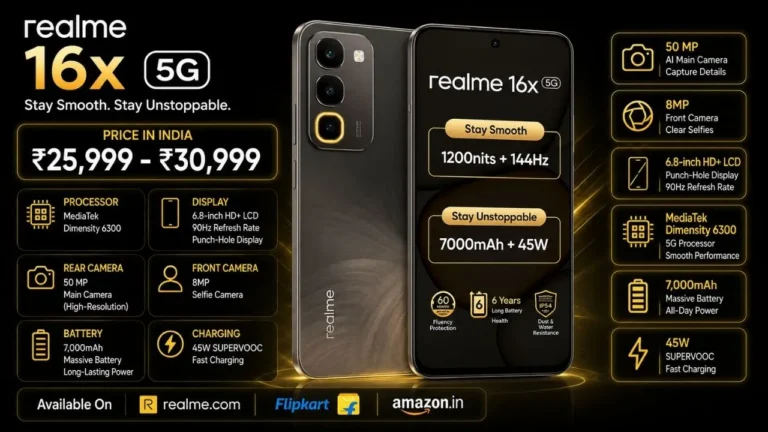 Realme 16x 5G Price in India, Specifications, Colours & EMI (2026)