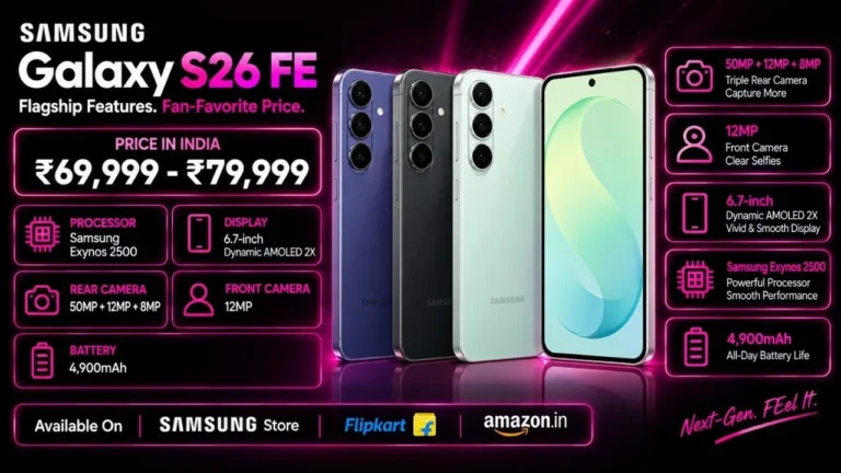 Samsung Galaxy S26 FE Price in India, Specifications, Colours, EMI & Launch Date ( Sep 18, 2026)