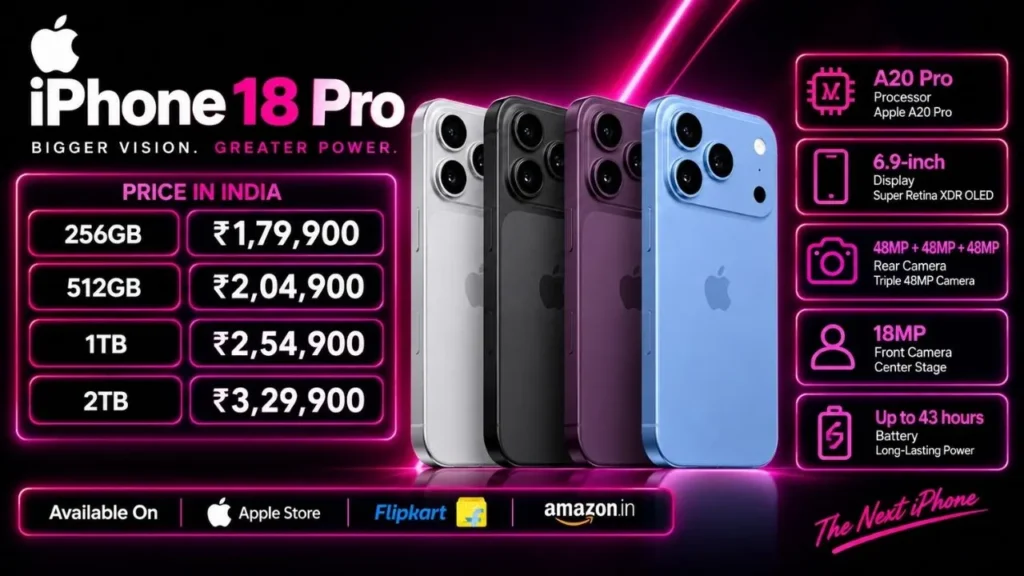 iPhone 18 Pro Max Price in India, Specifications, Launch Date, Colours, Bank Offers & EMI (2026)