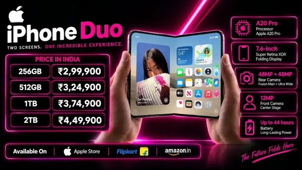 iPhone Duo Price in India, Specifications, Launch Date, Colours, Bank Offers & EMI (2026)
