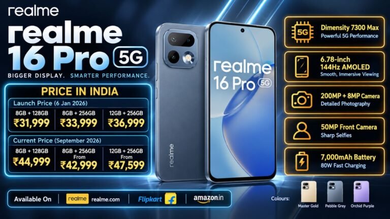 Realme 16 Pro 5G Price in India, Specifications, Launch Date, Colours, Bank Offers & EMI (2026)