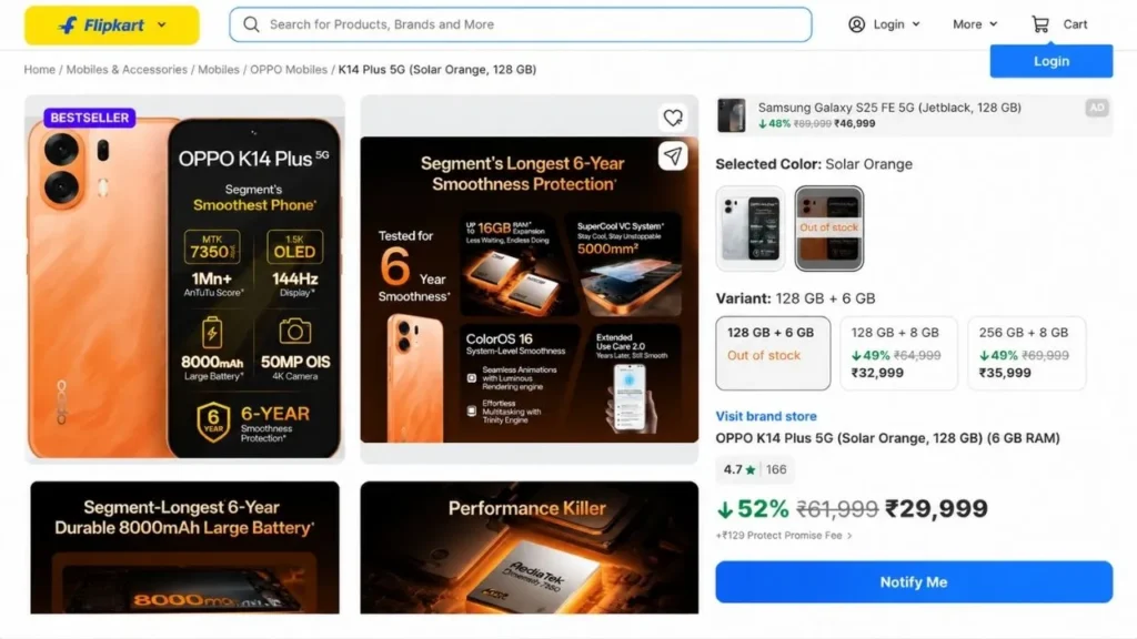 OPPO K14 Plus 5G Price on Flipkart and Other Platforms